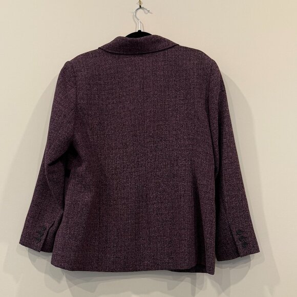 Jessica Petites Zip Front Collared Blazer Suit Jacket Purple/Black 16P - Picture 4 of 8